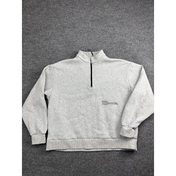 White Fox Sweatshirt Womens S/M Gray Quarter Zip Mock Neck Logo Fleece Pullover - Picture 1 of 9